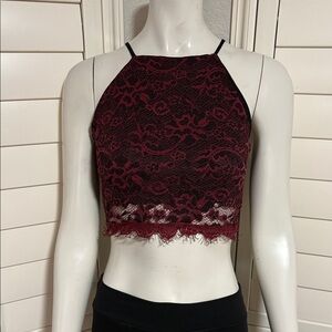 Charlotte Russe Burgundy Lace Crop Top